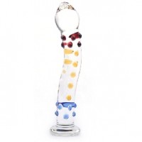 Glass Dildo Colorful Textured